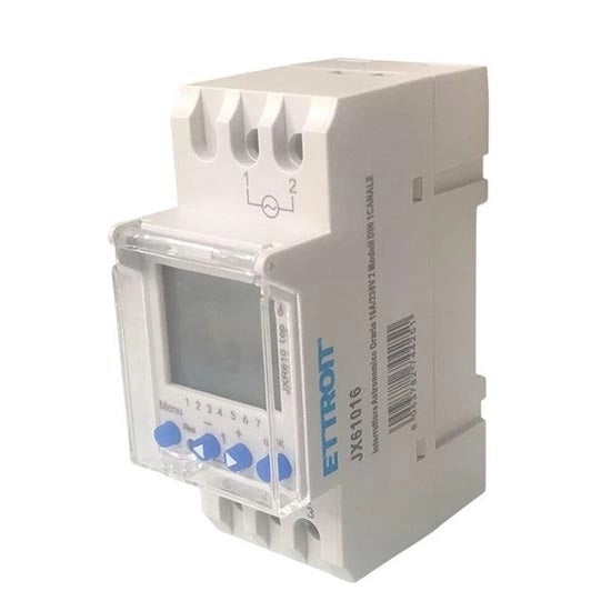 Interruttore Astronomico Orario Progammabile 16A/230V 2 Moduli Attacco DIN 1 Canale