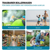 Carretto a mano pieghevole, max 80 kg, tessuto impermeabile rosso-nero, Carrello