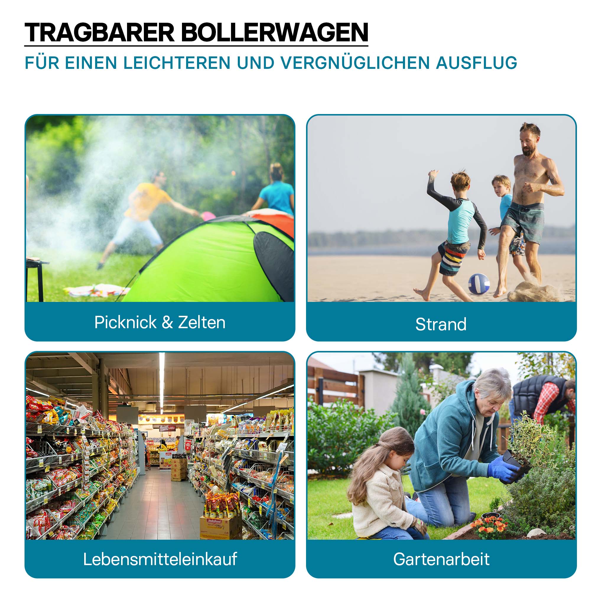 Carretto a mano pieghevole, max 80 kg, tessuto impermeabile rosso-nero, Carrello