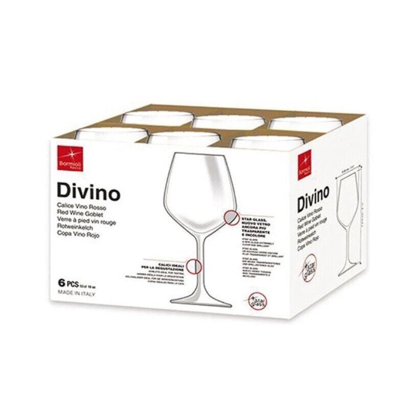 BORMIOLI 6 CALICI DIVINO IN VETRO PER VINO ROSSO 53  CL