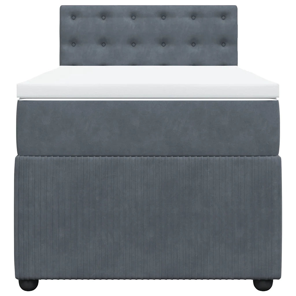 Giroletto a Molle con Materasso Grigio Scuro 90x190 cm Velluto