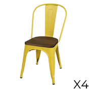 Set di 4 sedie in metallo giallo in stile industriale. Collezione FACTORY.