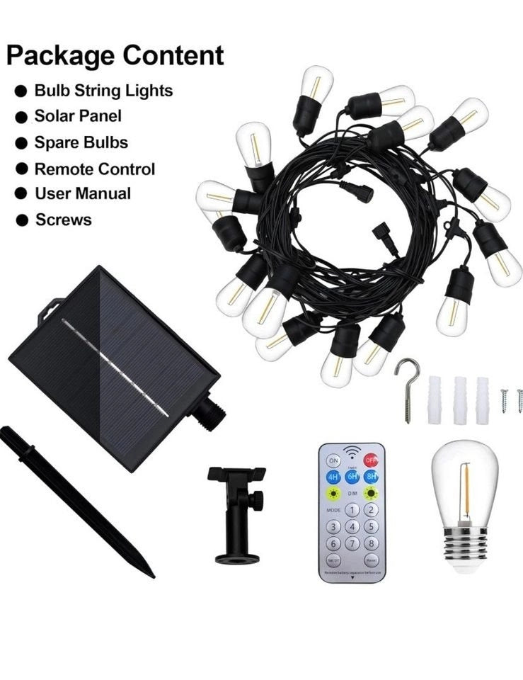 CATENE CATENA LUMINOSA CON PANNELLO SOLARE 10 MT 12 LAMPADINE DA ESTERNO