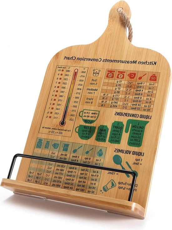 Libro di ricette standard per gestore di libreria - Bamboo con tavola di conversione di misure - regali unici per donne - Giornata della mamma compleanno - accessori essenziali