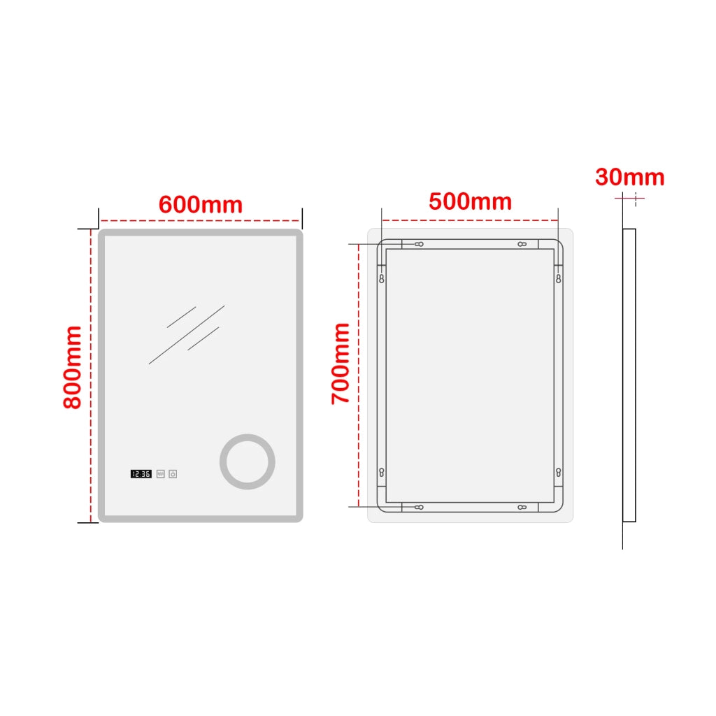 Specchio decorativo moderno a LED per il bagno 80 x 60 cm bianco 03_0010169