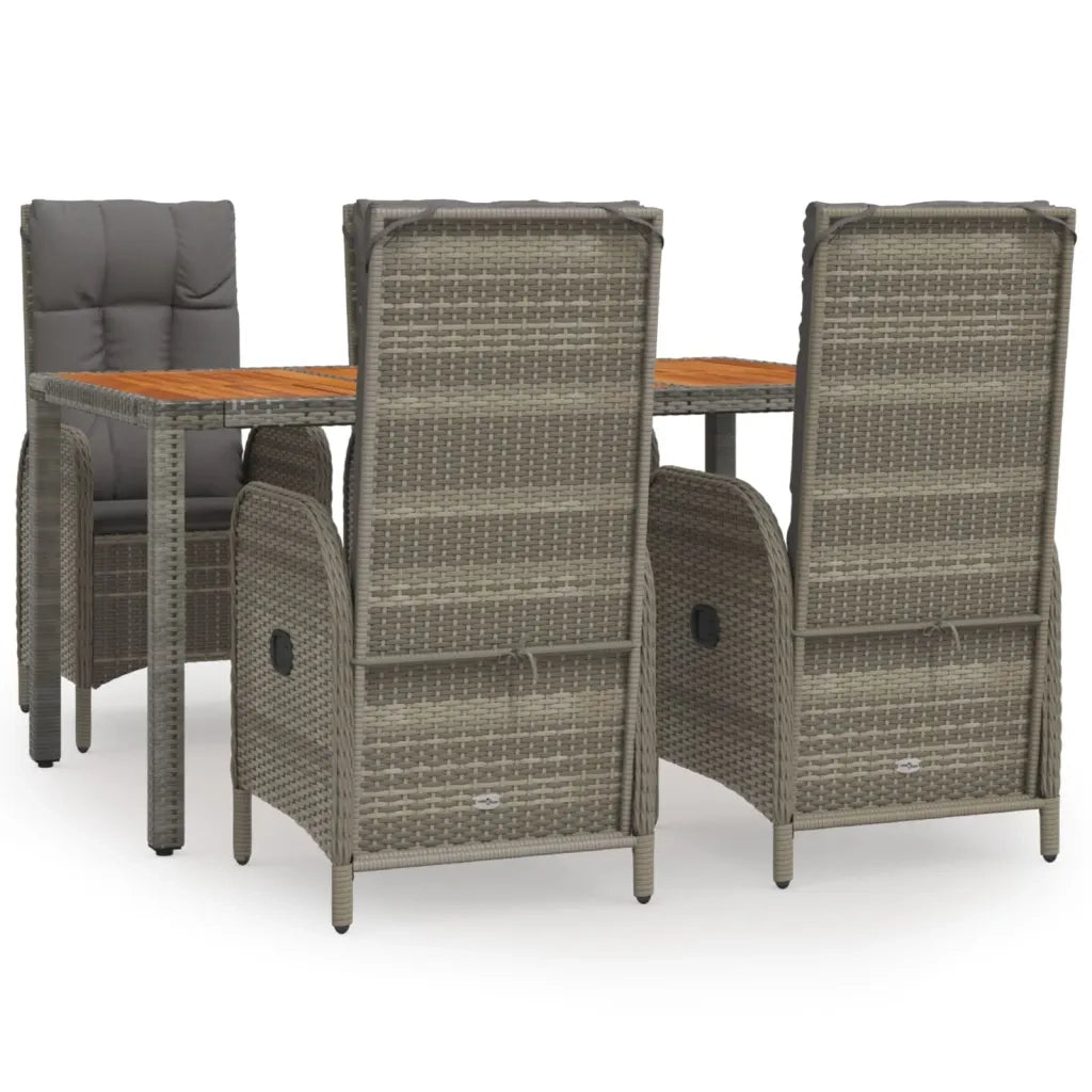 Set da Pranzo da Giardino 5 pz con Cuscini in Polyrattan Grigiocod mxl 100434