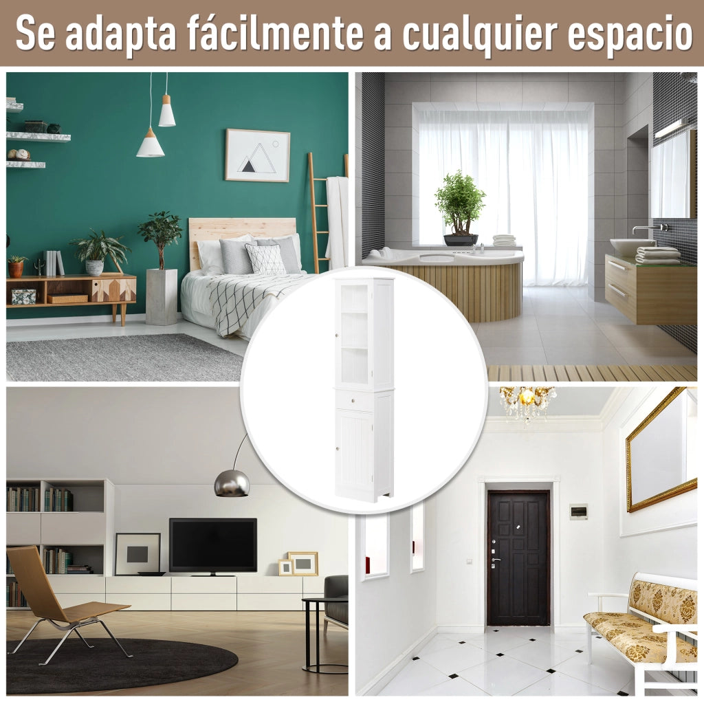 Armadio da Bagno Alto ¨C zephmum ¨C Bianco 40x27x171,5 cm