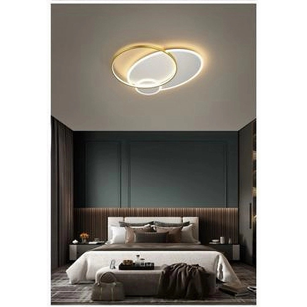 Trade Shop - Plafoniera Led 42 W Cerchio Oro Bianco Moderno Soffitto Tonda Luce Fredda 71561 -
