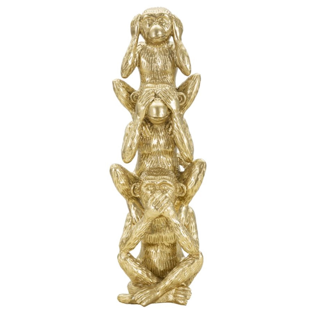 Scultura Scimmia 12, Oro, Poliresina, 10,5x10,5x30 cm