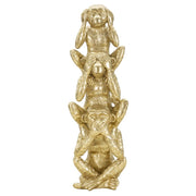 Scultura Scimmia 12, Oro, Poliresina, 10,5x10,5x30 cm