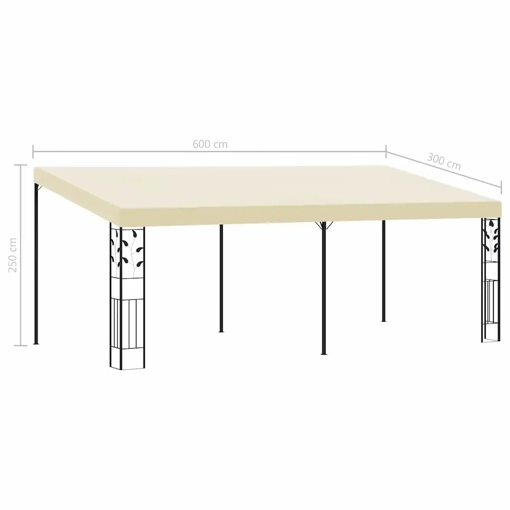 Gazebo a Parete 6x3x2,5 m Crema