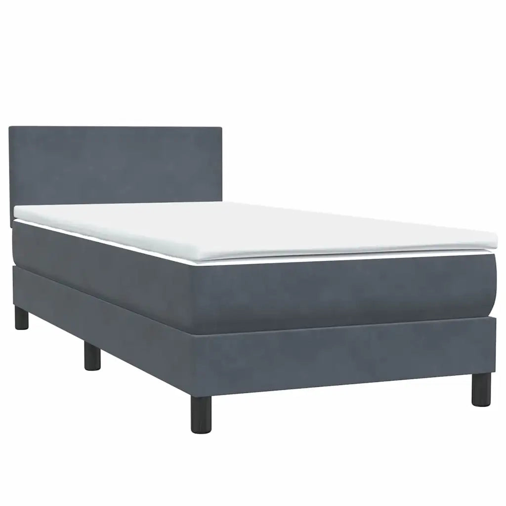 Giroletto a Molle con Materasso Grigio Scuro 80x220 cm Velluto 3316042