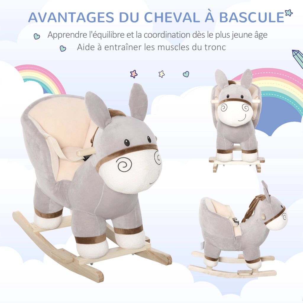 Cavallo a Dondolo in Legno per Bambini ¨C Zephmum ¨C Grigio 61x34x58 cm
