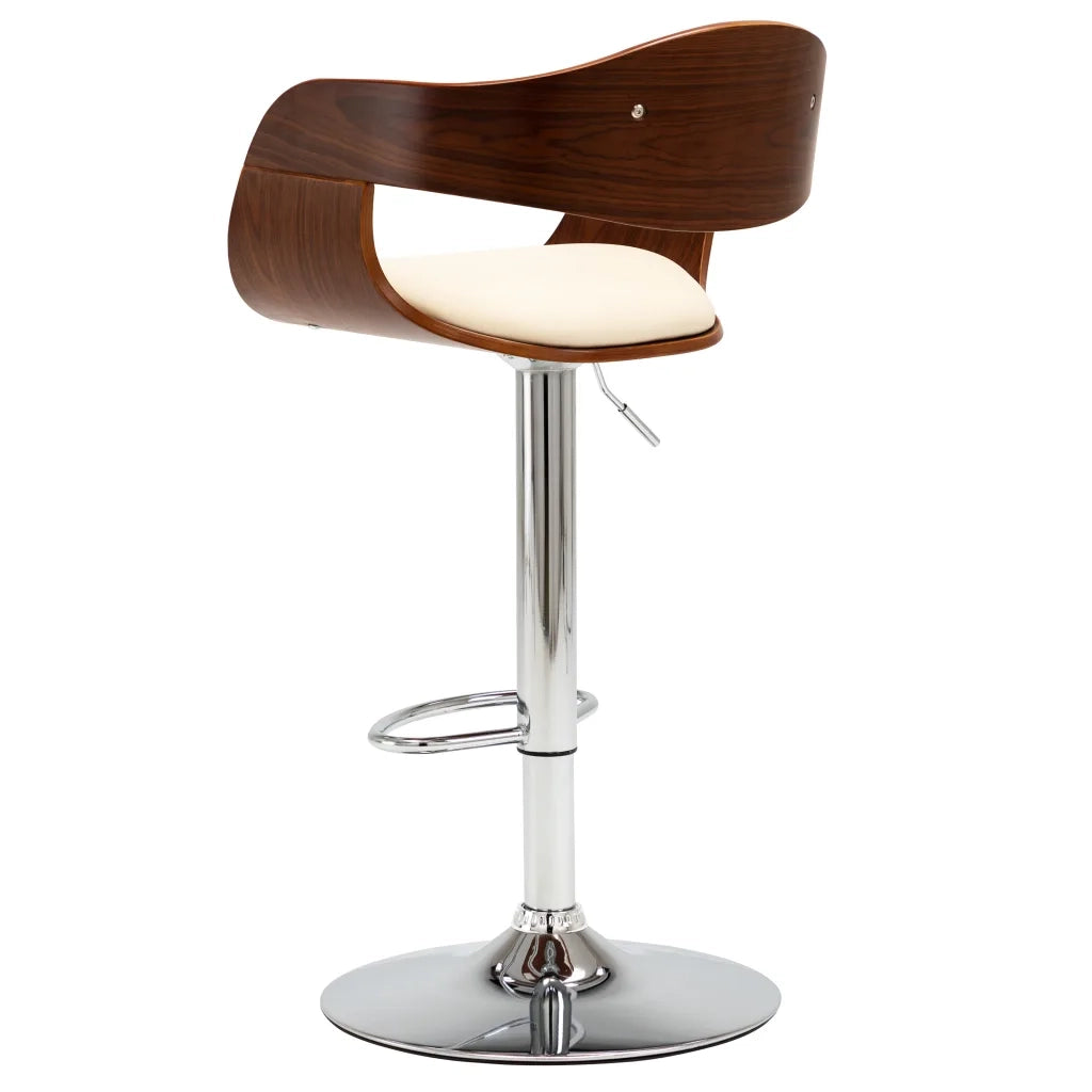 Sgabello da Bar Crema in Legno Piegato e Similpelle cod mxl 77508