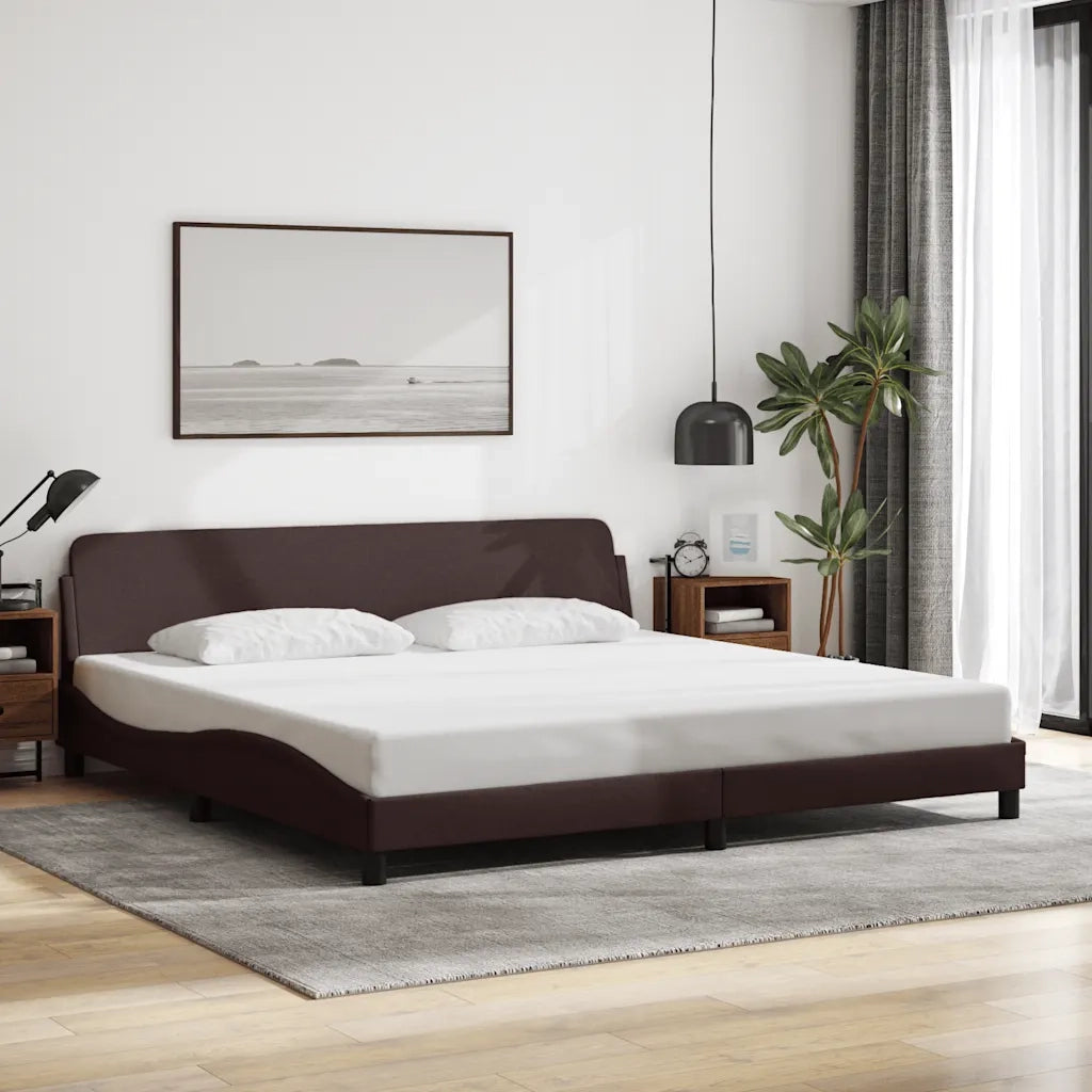 Letto matrimoniale | Letto per adulti | Giroletto Dover Marrone Scuro 200x200 cm in Tessuto