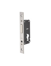 Serratura da incasso a cilindro per infissi metallici, asse 27mm, solo catenaccio, piastra quadra, inox - THIRARD