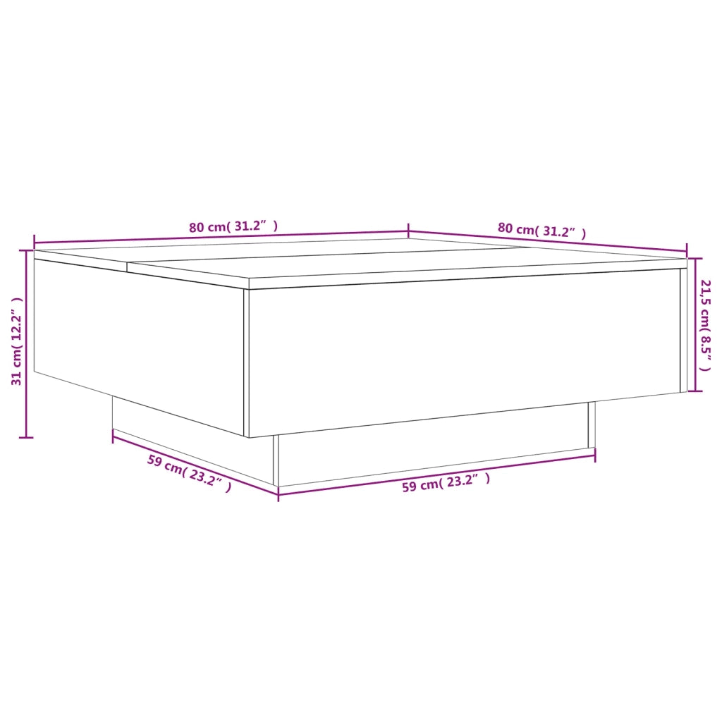 Tavolino Salotto Grigio Cemento 80x80x31 cm Legno Multistrato 836584
