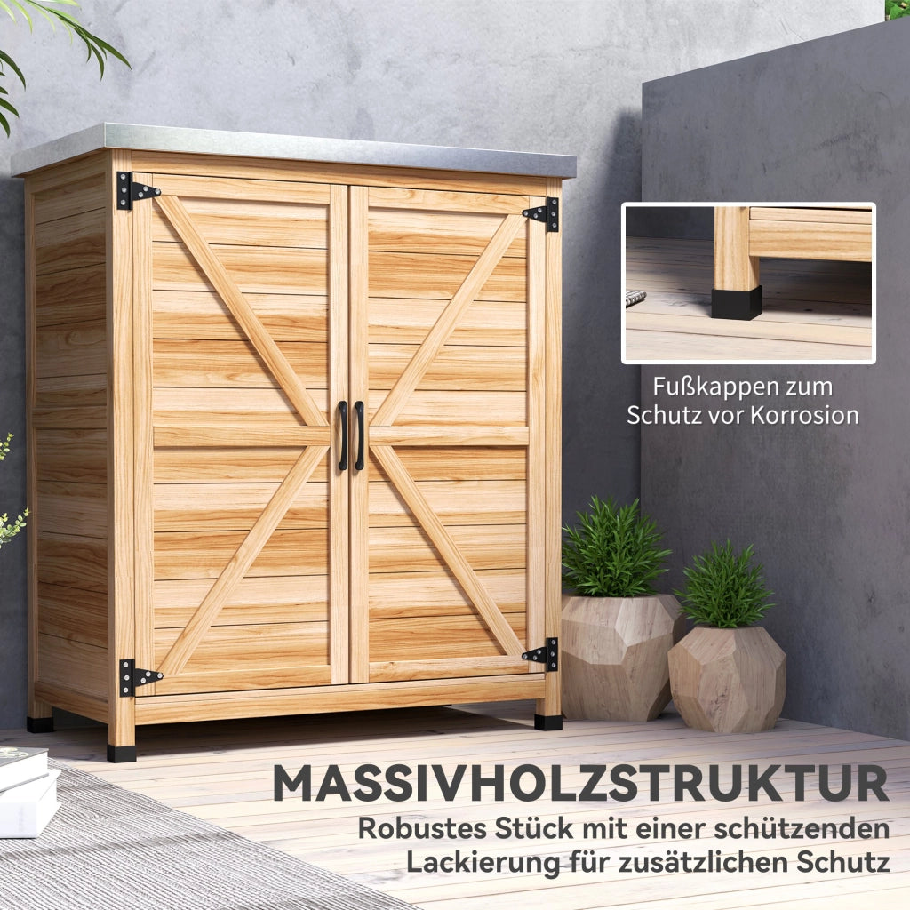 Mobile da giardino con piano da lavoro ¨C Xylo ¨C legno e acciaio zincato, 79x43x92cm