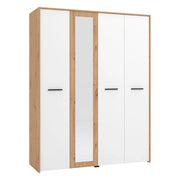 Armadio Camera da Letto Monvalle, Guardaroba Grande Appendiabiti, 157.5x203.5h cm Bianco Opaco
