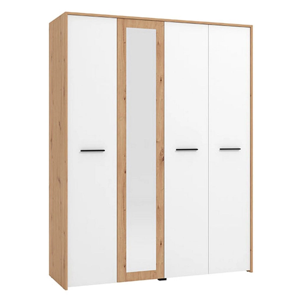 Armadio Camera da Letto Monvalle, Guardaroba Grande Appendiabiti, 157.5x203.5h cm Bianco Opaco