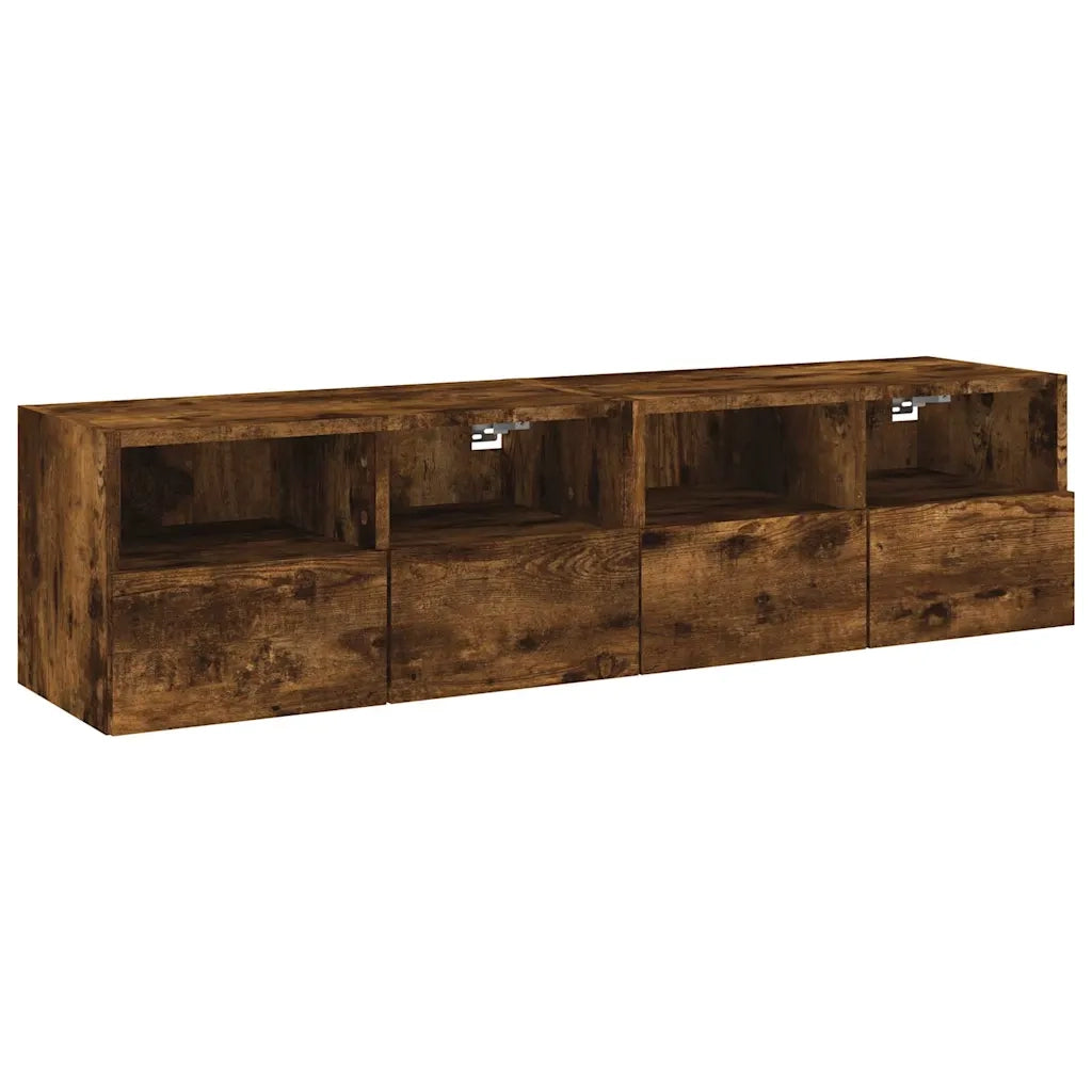 Mobili TV a Muro 2 pz Rovere Fumo 60x30x30 cm Legno Multistrato 836863