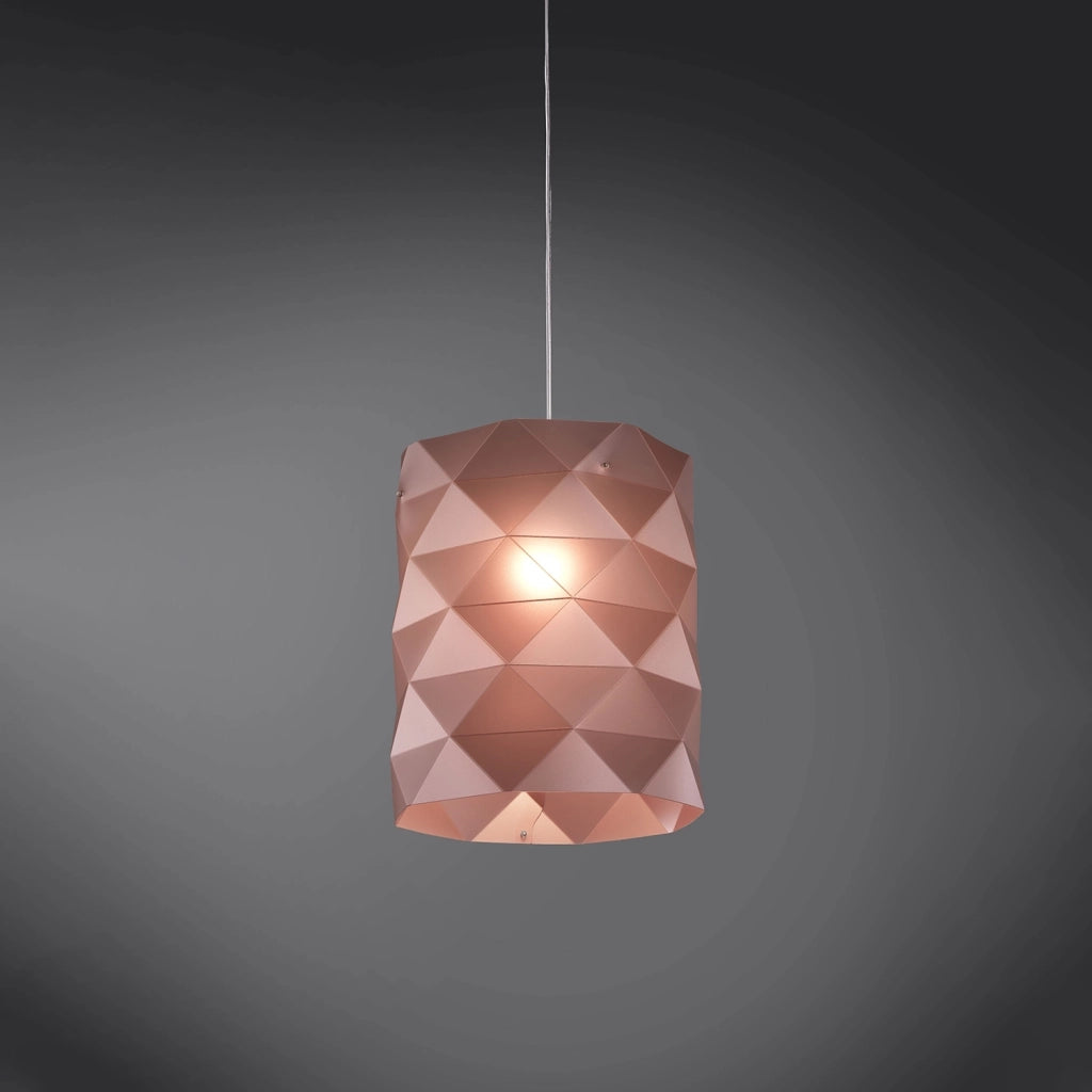 Sospensione Moderna Prisma Polilux ® Pink Metal E Metallo Cromo 1 Luce E27 D27Cm