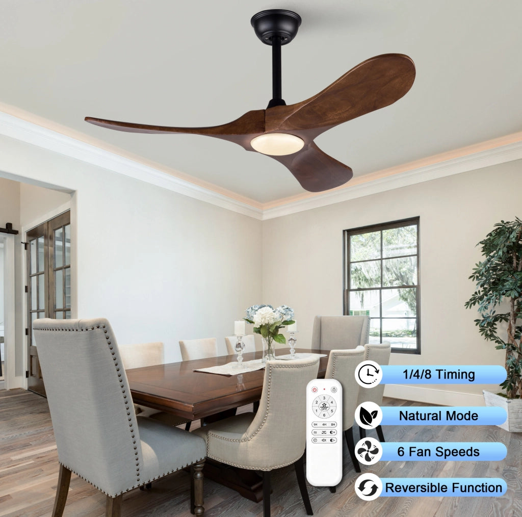 VENTILATORE DA SOFFITTO 106,7 cm con LED Dimmerabile Nero e Noce Scuro