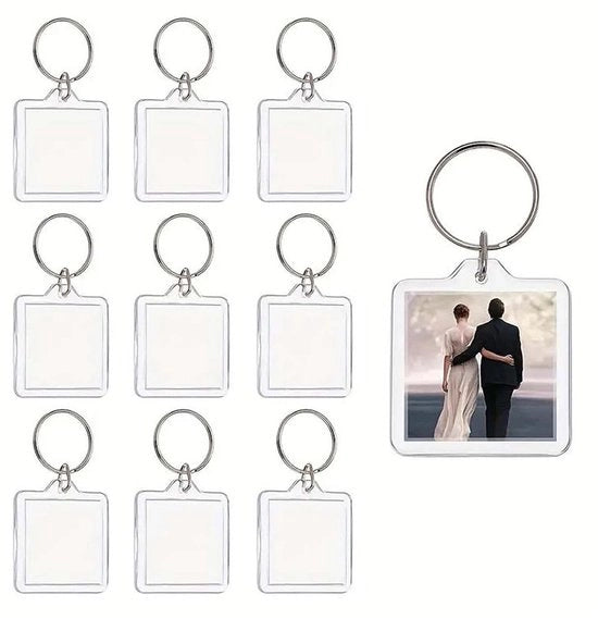 10 manichini di fissaggio per foto in acrilico, con forma di cerniera trasparente e aperture aperte, adatti per famiglie, coppie e oggetti personalizzati. Dimensione: 4x4 cm
