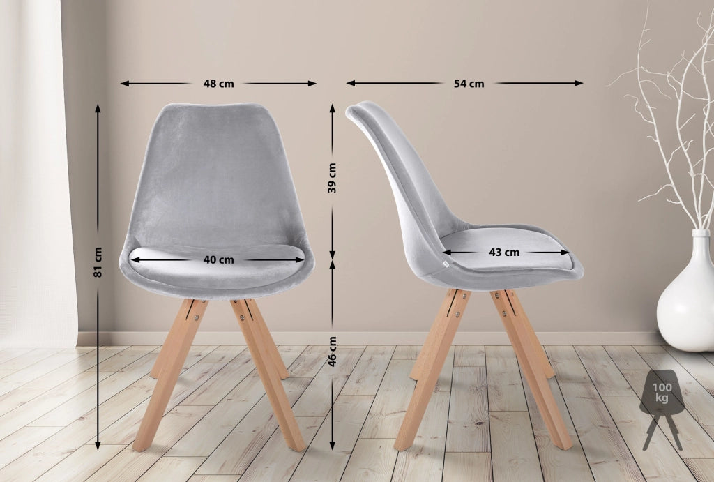 Sedia Sofia Velvet grigio chiaro,natura (quadrato)