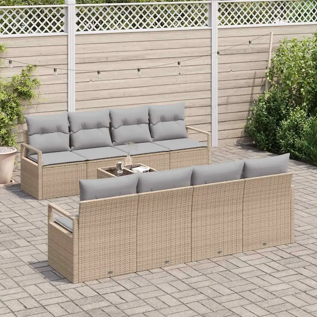 Set di divani con cuscino 7 pcs Beige e grigio polyrattan 3346310