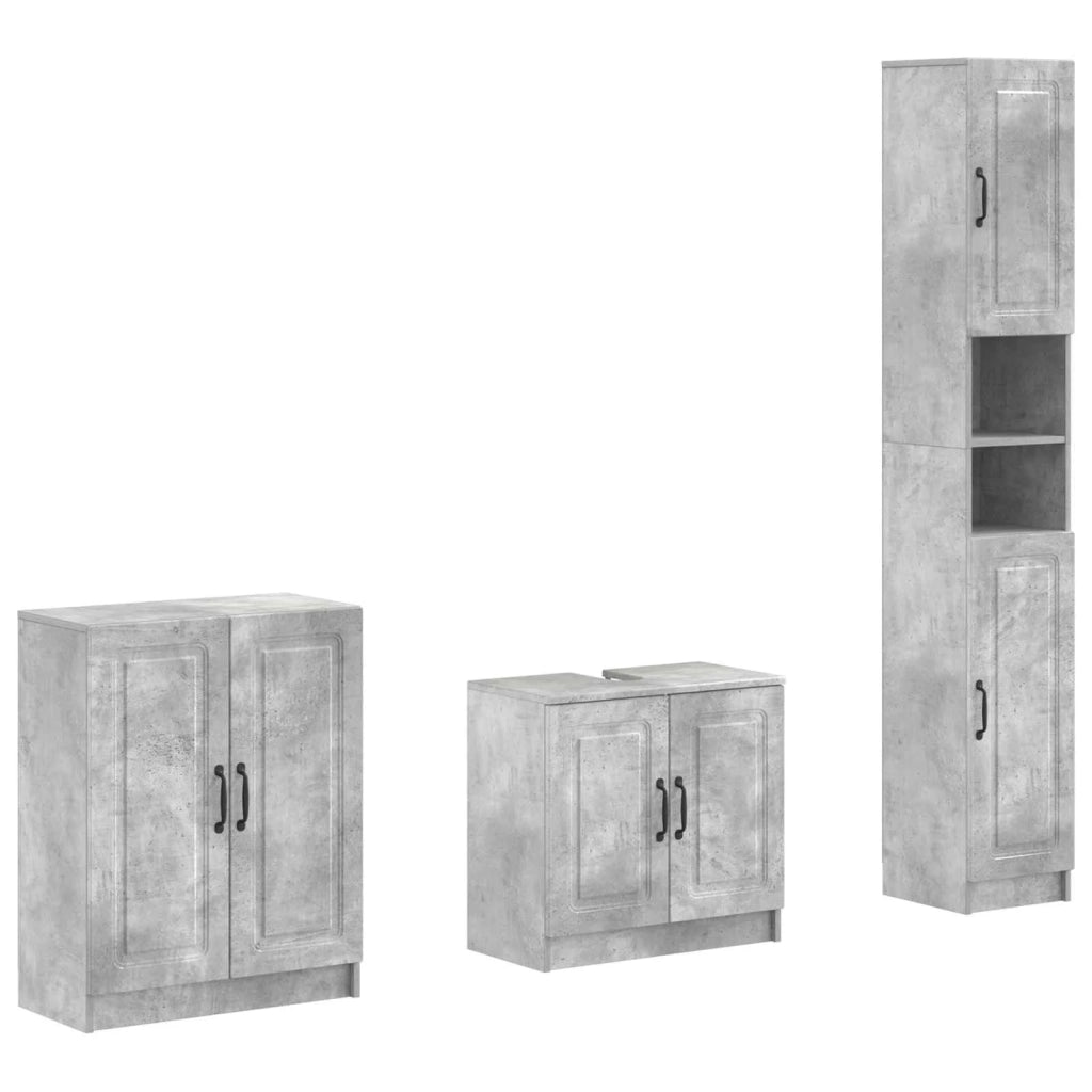 Set di armadietti da bagno in 3 pezzi UTRECHT Grigio Cemento 3417489