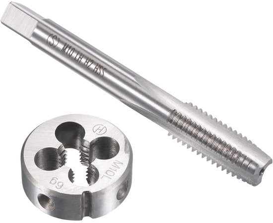 Set di viti e matrice M10 x 1,5 mm - Viti a mano sinistra - Matrice a testa rotonda - Prestazioni di taglio affilate - Attrezzo duraturo - Ideale per la riparazione - Set di viti e matrice