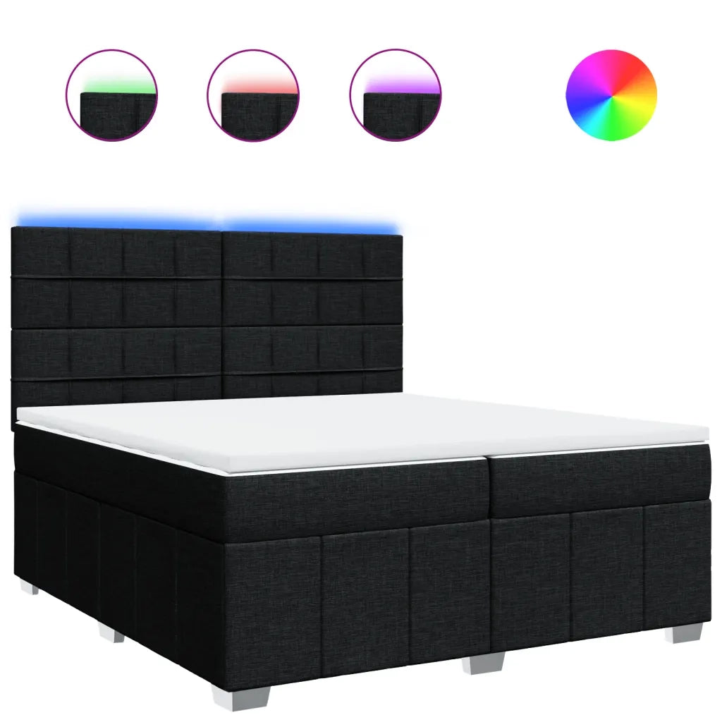 vidaXL Giroletto a Molle con Materasso Nero 200x200 cm in Tessuto