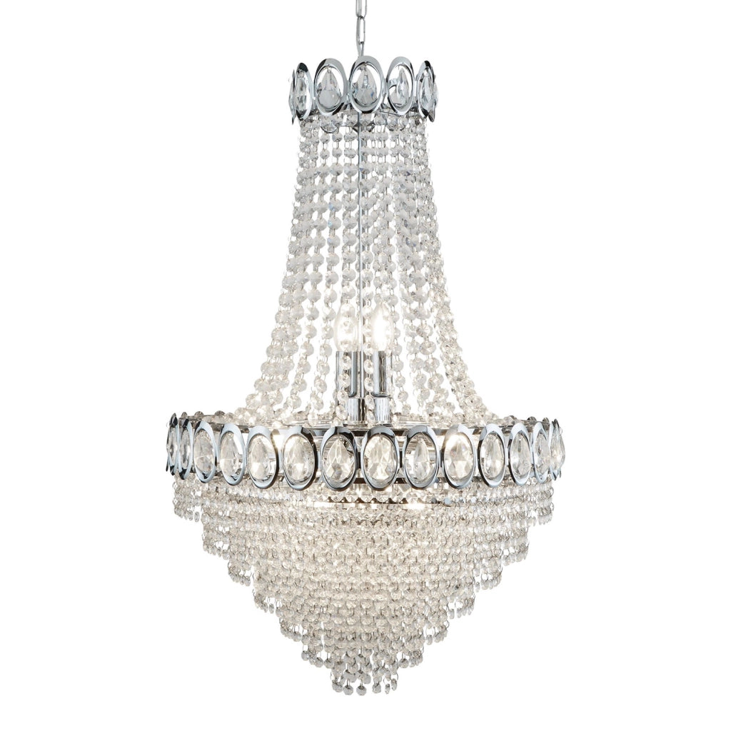 Sospensione Classico Louis Phillipe Acciaio Cromo Vetro 11 Luce E14