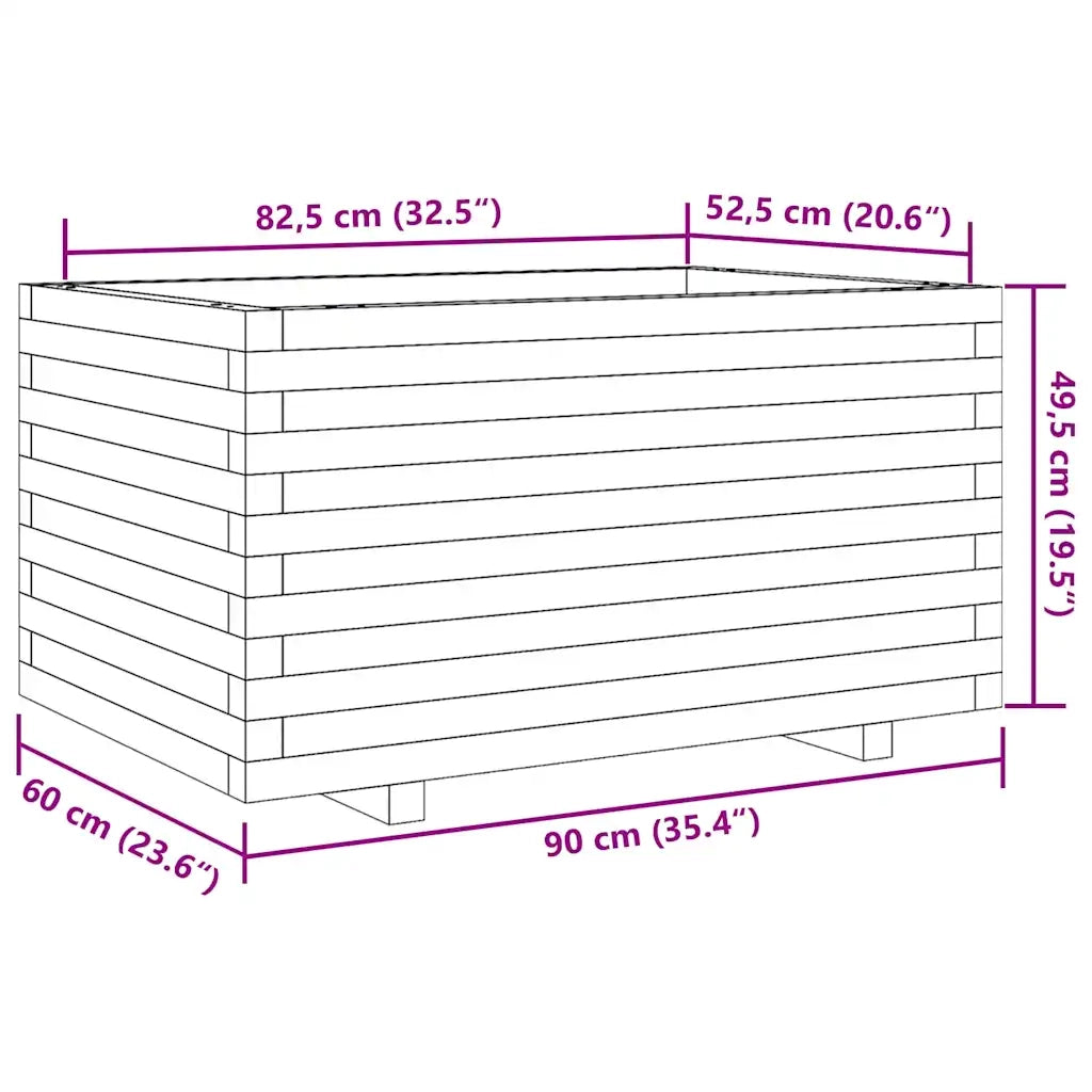 Fioriera da Giardino 90x60x49,5 cm in Legno di Pino Impregnato 847387