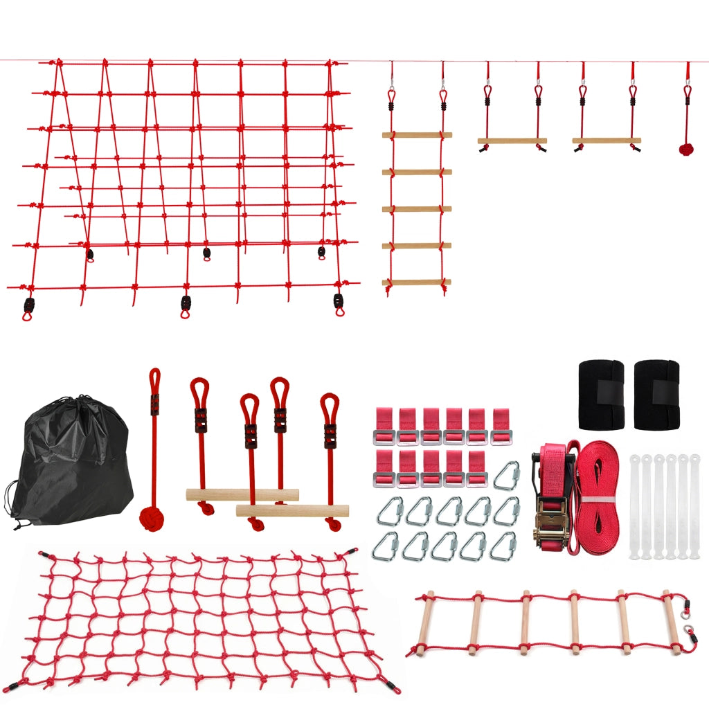 Percorso a ostacoli ninja per bambini ¨C zephmum ¨C 10 m, rosso