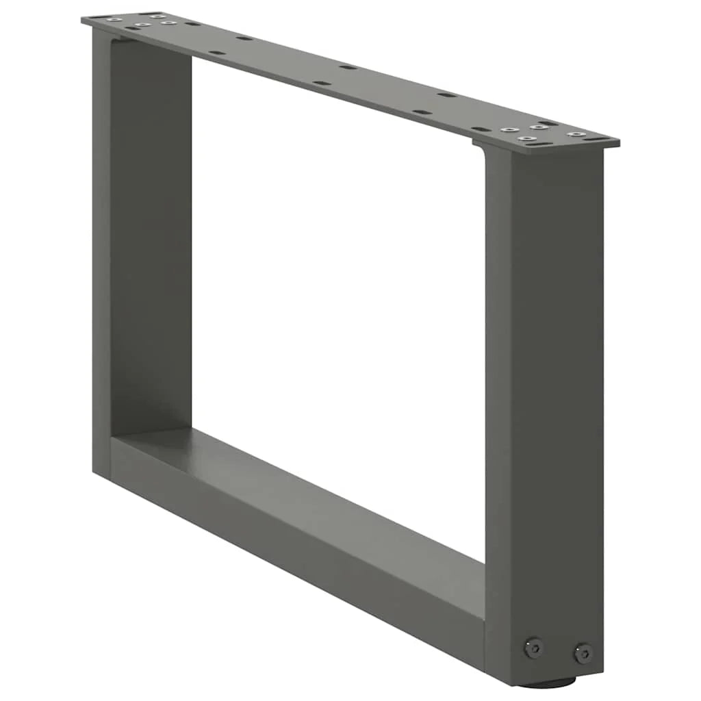 Set di 2 gambe per tavolino a forma di U 60 x 31 cm con piedini regolabili design moderno in acciaio antracite 02_0057382