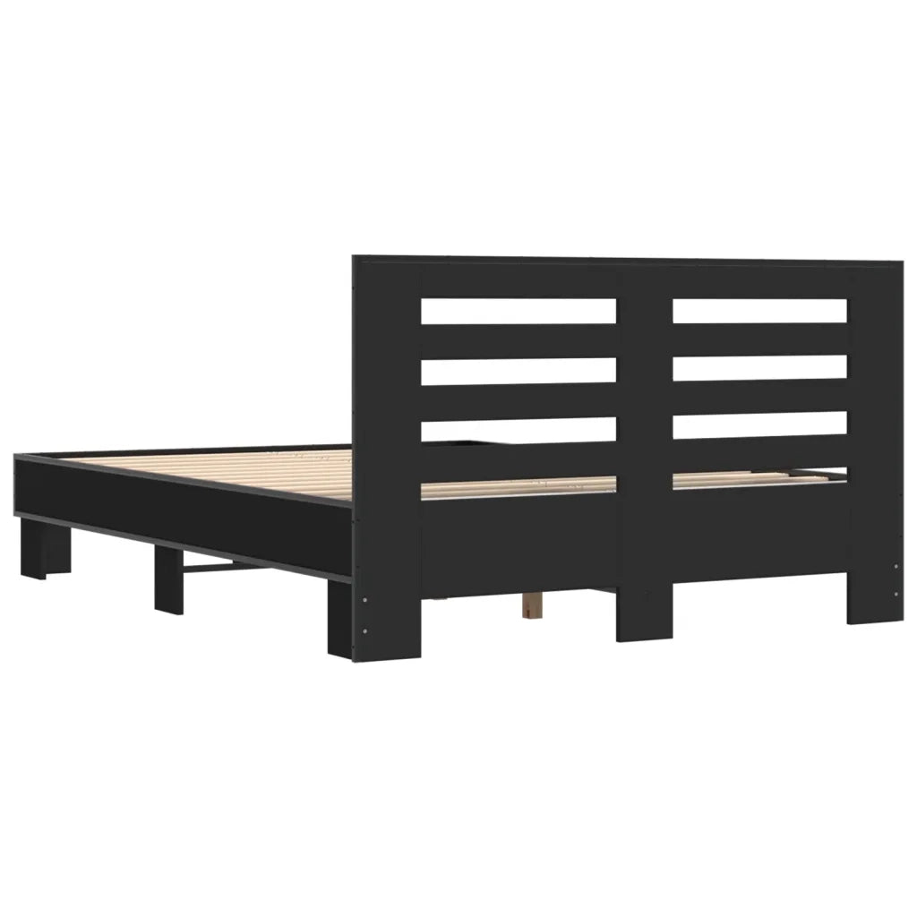 Giroletto Nero 140x200 cm in Legno Multistrato e Metallo 3280102