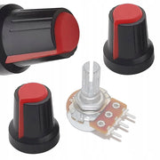 Manopola Potencjometro Rosfix 2x – Alta Qualità, Materiale Resistente | Diametro Asse 6mm, Dimensioni 15x17mm