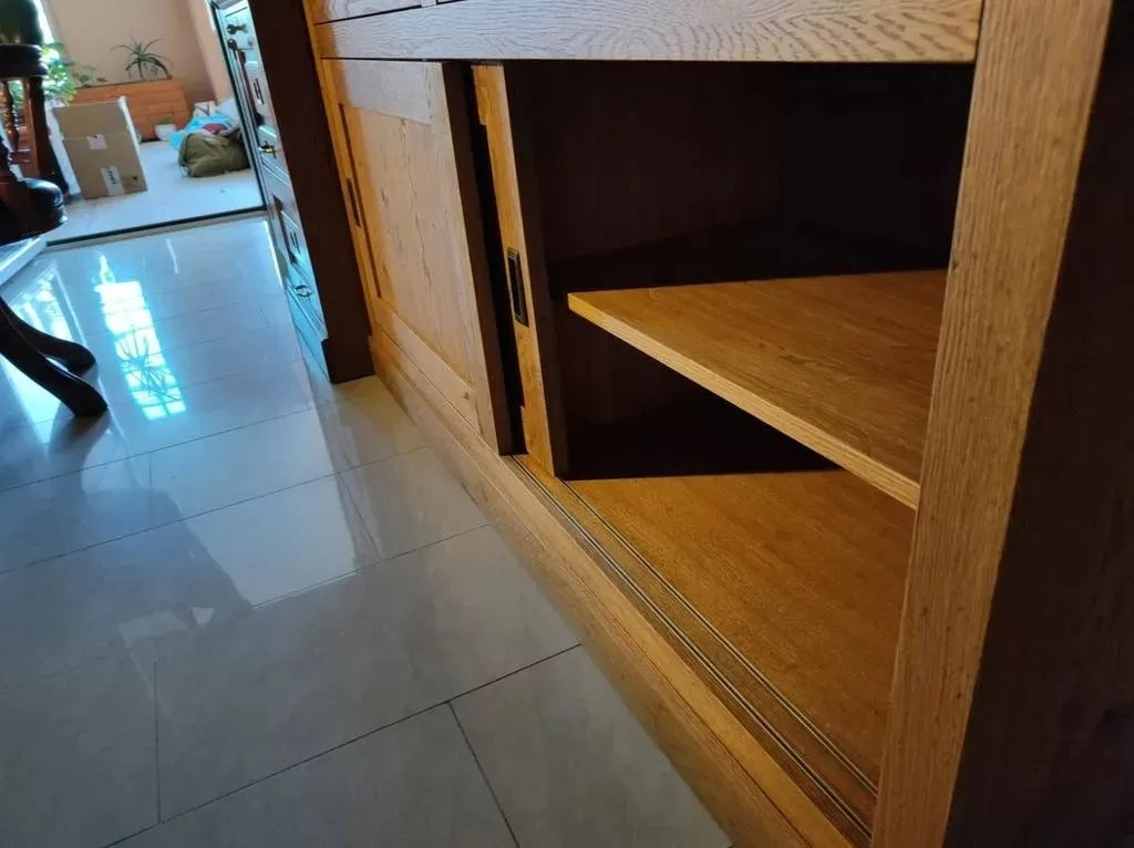Madia credenza 2 ante scorrevoli 2 cassetti rovere nodato 150x50x90h (1641) - Mobili 2G