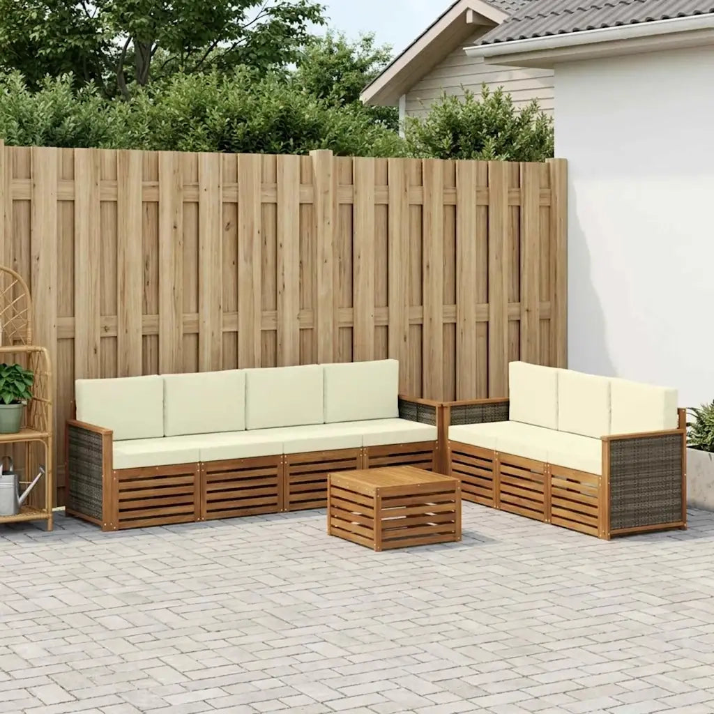 Set divani con cuscino 8 pcs Legno di Acacia Massello
