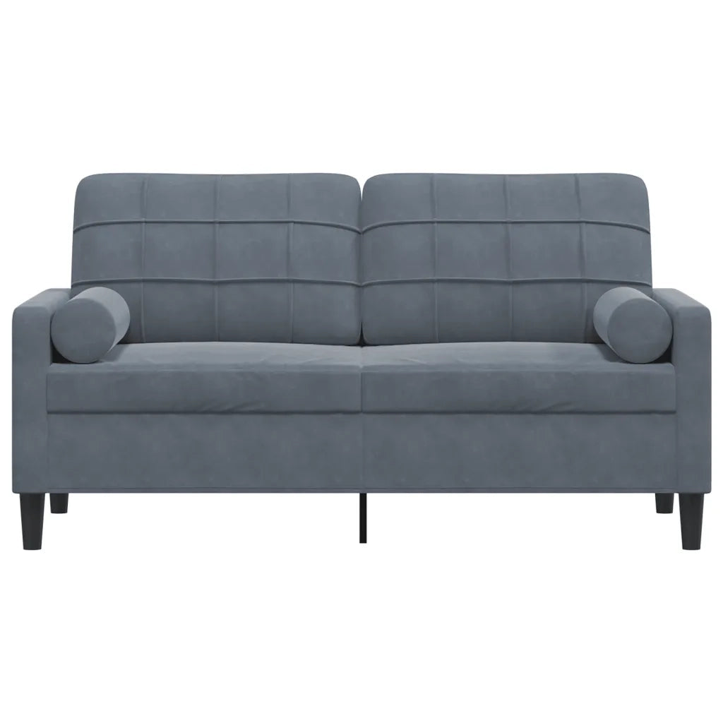 Divano | Divano da soggiorno | Sofa a 2 Posti con Cuscini Grigio Scuro 140 cm in Velluto