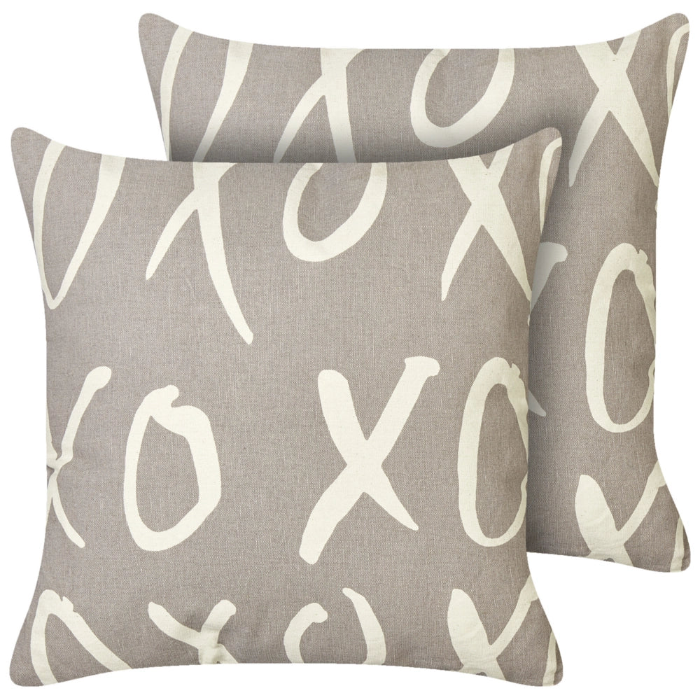Set di 2 cuscini decorativi in cotone stampato con motivo XO grigio camera da letto soggiorno