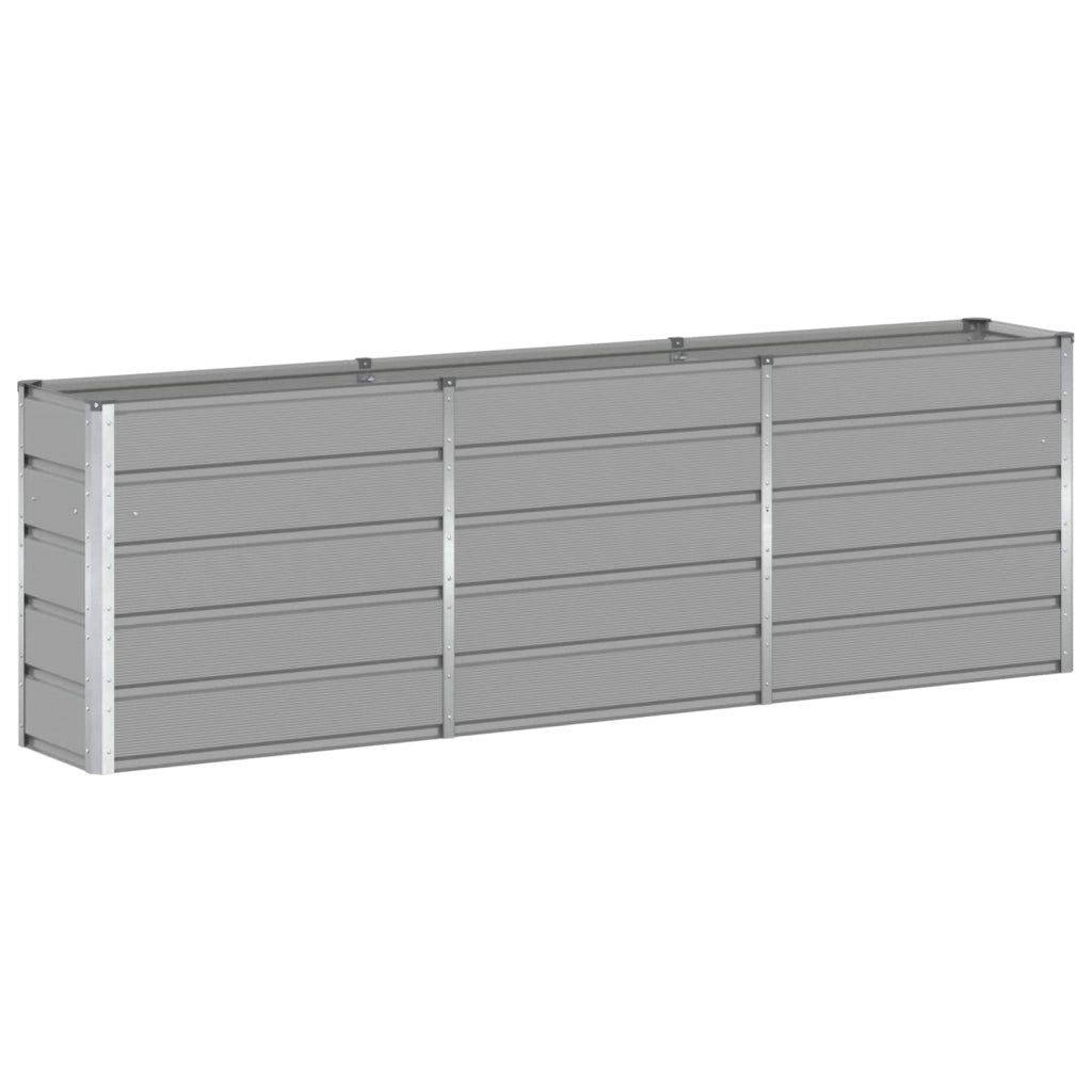 Moderna fioriera da esterno 240 x 40 x 75 cm dal design pulito in acciaio grigio chiaro 02_0059184