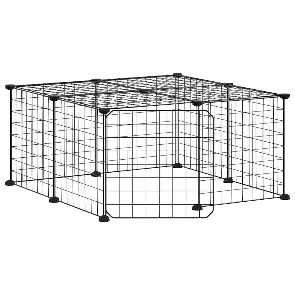 Gabbia per animali domestici a 12 pannelli con porta 35 x 35 cm nera 02_0041558