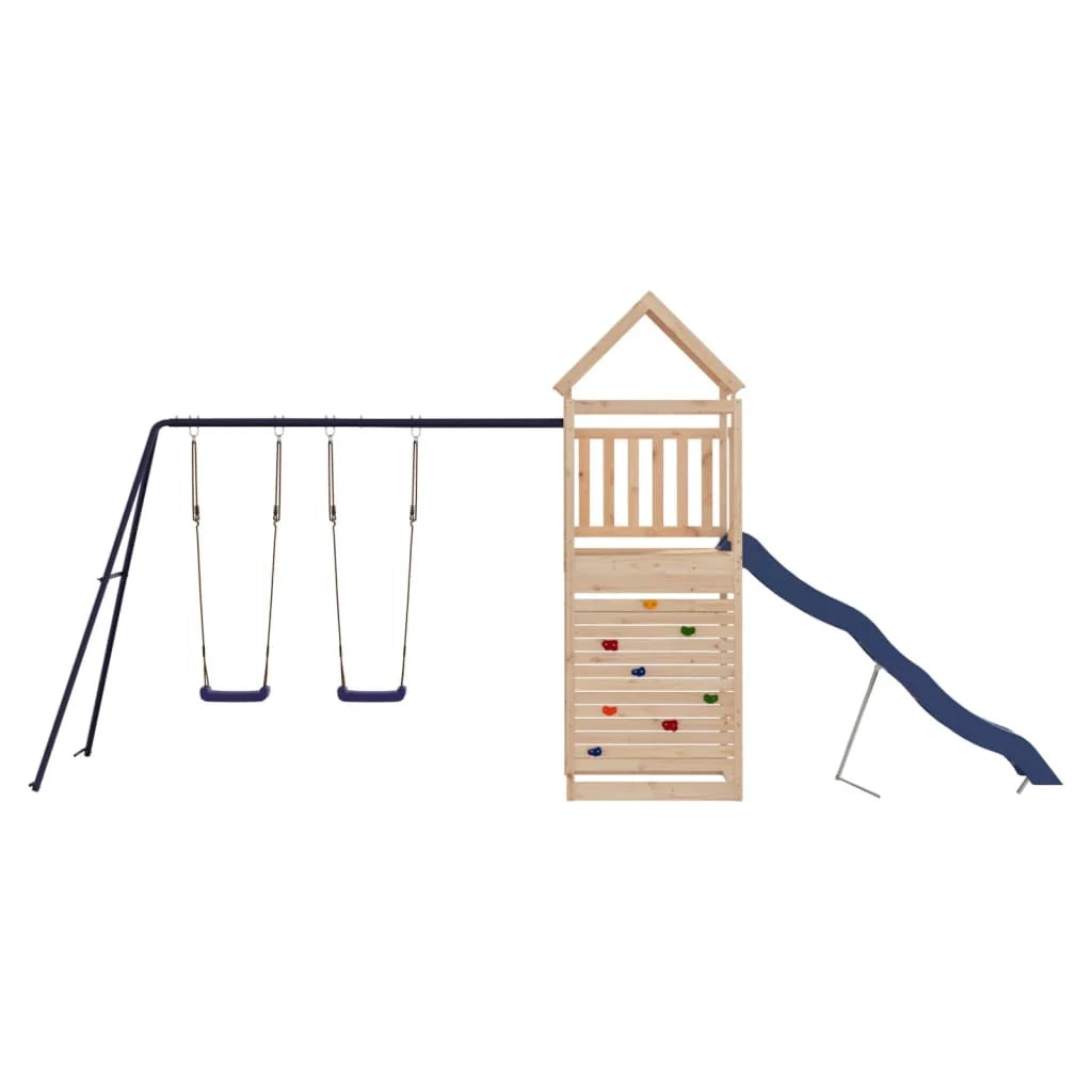 Area giochi all'aperto con altalene scivolo e robuste strutture per arrampicarsi  attrezzatura da gioco da giardino 525 x 199 x 249 cm legno di pino massiccio 02_0004663