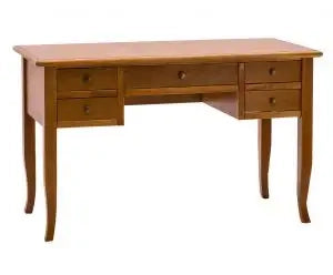 Scrivania scrittoio in legno arte povera 5 cassetti miele