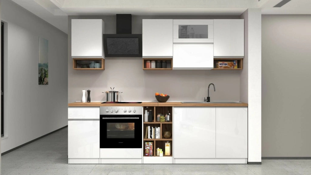 Cucinino Attiko, Cucina un Cassetto, Elettrodomestici non inclusi, Made in Italy, Bianco Lucido