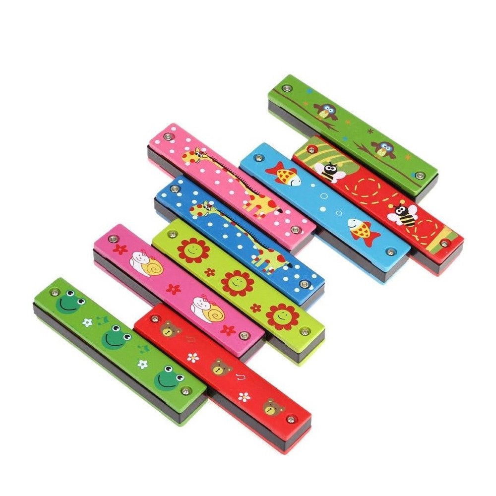 Trade Shop - Armonica Bocca Colorata In Legno Bambini Bimbi Scuola Musica Suoni -