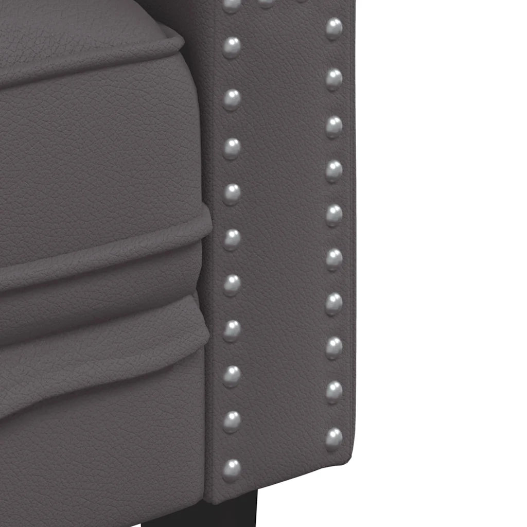 Divano Chesterfield a 2 Posti-Sofa 2 Posti-Divanetto Grigia in Similpelle